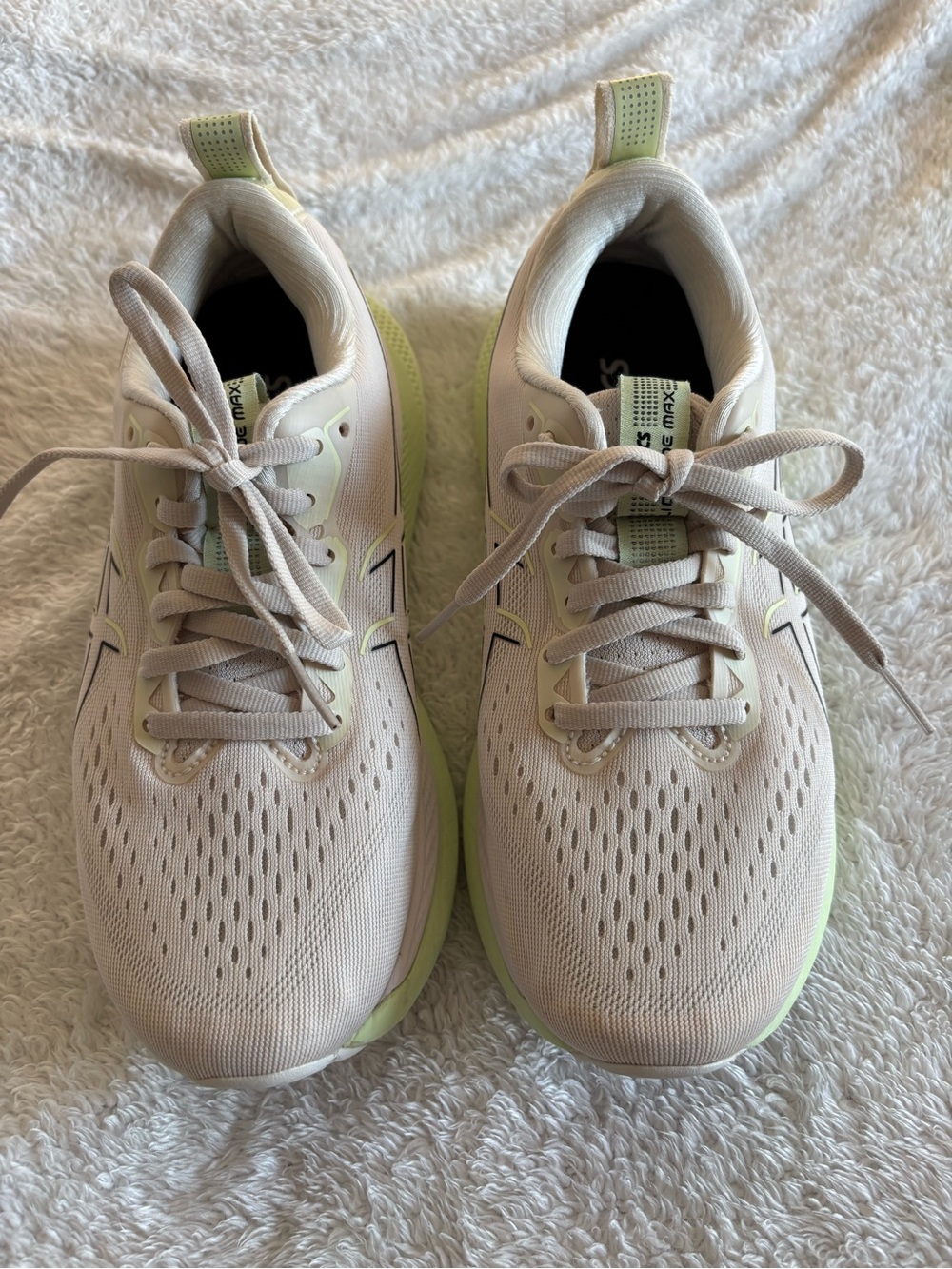 Asics Women's Athletic Sneakers in Cream with Lime Accents